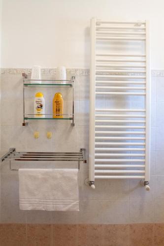 a bathroom with a towel rack and a shower at Residence San Miguel (3) in Vicenza