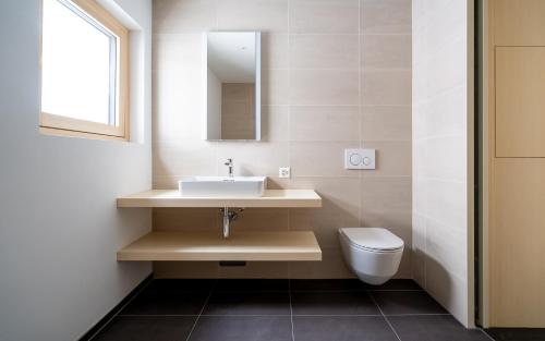 a bathroom with a sink and a toilet at Parsenn Resort in Davos