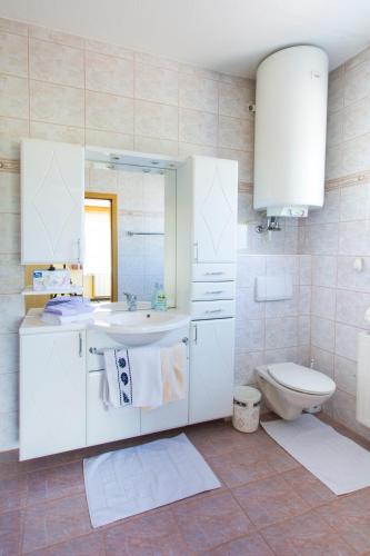 a bathroom with a sink and a toilet at Haus Panorama in Drobollach am Faakersee