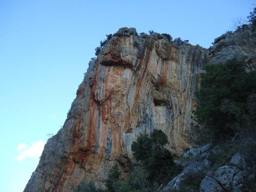 a mountain with an opening in the side of it at Leonidio Climb2red home in Leonidion