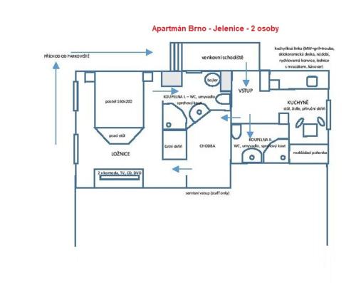 Půdorys ubytování Apartmán Brno Jelenice