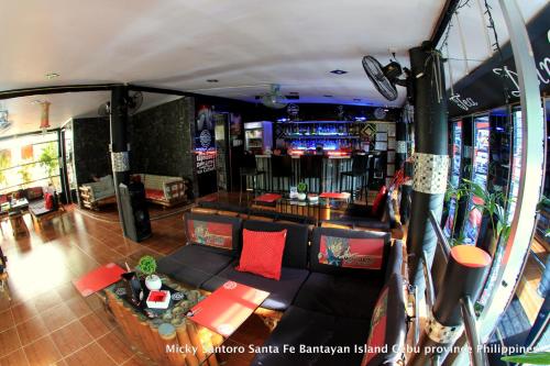 an overhead view of a bar in a food truck at Micky Santoro Hotel & Restaurant in Bantayan Island