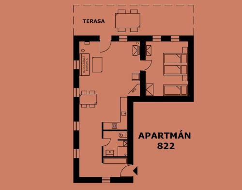 a floor plan of the apartment at Apartmány Nova Lake in Nová Pec