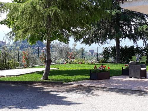 a park with a tree and a field of flowers at La Quiete in Anagni