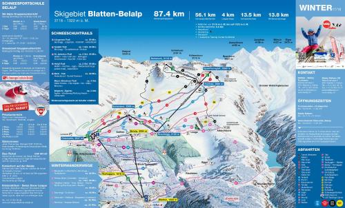 a map of a ski resort in the snow at Panorama in Blatten bei Naters
