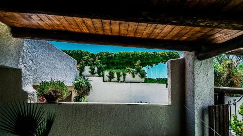 a view from a window of a building with plants at Appartamenti Luongo in Ischia