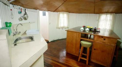 cocina con fregadero y encimera en una habitación en Kiloran House en Nairobi