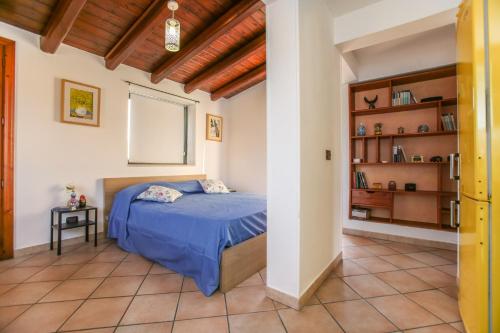 ein Schlafzimmer mit einem Bett und einem Bücherregal in der Unterkunft La Terrazza di Viola in Scicli