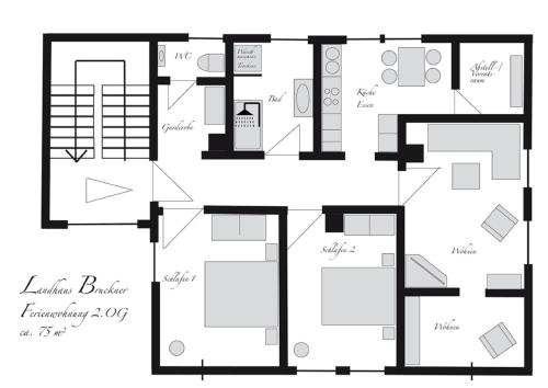 a floor plan of a house at Landhaus Bruckner in Bad Alexandersbad