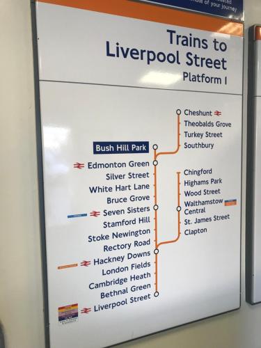 a chalkboard sign with the names of different types of food at One Bedroom Flat in Bush Hill Park in Enfield