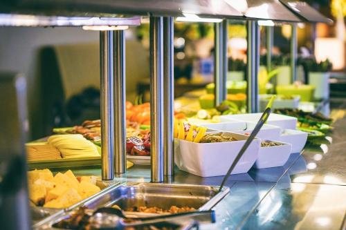a buffet line with many different types of food at Fra Mare Thalasso Spa in Haapsalu