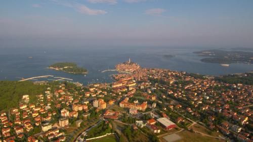 an aerial view of a city and a body of water at Apartments Ana Wellness L in Rovinj