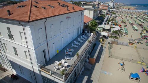 an overhead view of a building on a beach at Hotel Lido in Rimini