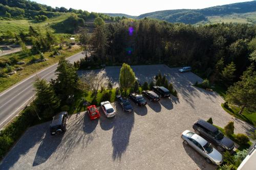 a group of cars parked in a parking lot at Hotel Helen in Bacău