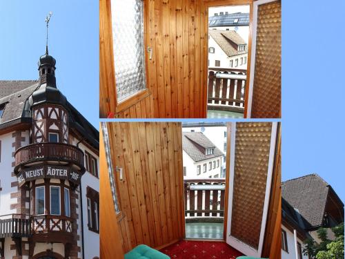 a collage of three pictures of a building and a window at Hotel Neustädter Hof in Titisee-Neustadt