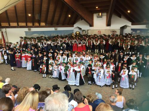 a group of people in costumes standing in front of a crowd at Garni Franca b&b in Selva di Val Gardena