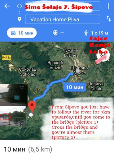 a screenshot of a cell phone with a map at Vacation Home Pliva in Šipovo