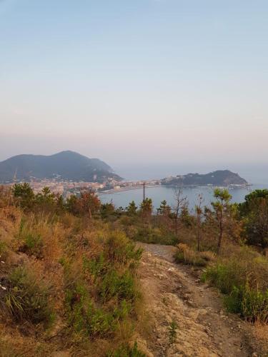 a view of the water from a hill at Hotel Doria in Cavi di Lavagna