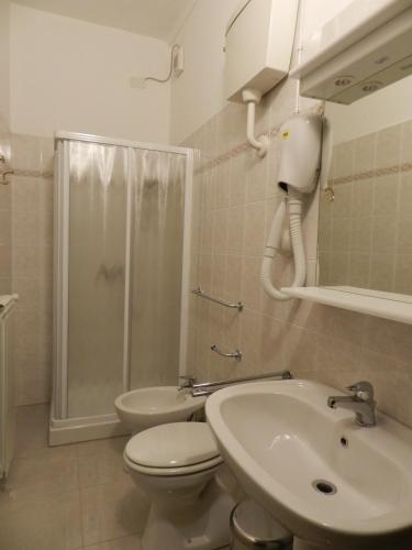 a bathroom with a toilet and a sink and a shower at Hotel Air Palace Lingotto in Turin