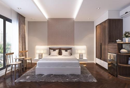Кровать или кровати в номере HA NOI HOTEL near Tan Son Nhat Airport --- FREE Airport Pick-Up and Drop-Off Available 24 Hours a Day