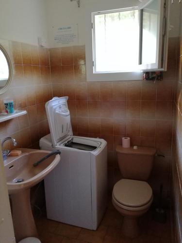 エスパラン・ド・ヴェルドンにあるRésidence les Cadesの小さなバスルーム(トイレ、シンク付)