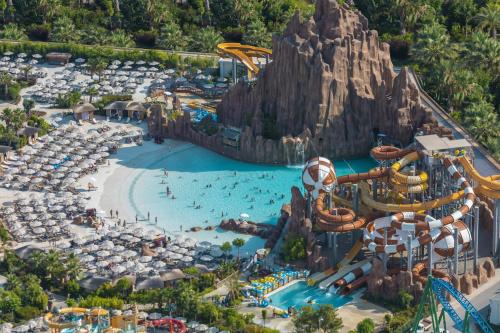 an aerial view of a water park at a theme park at The Land Of Legends Kingdom Hotel - All-in Concept in Belek