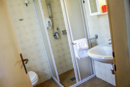 a bathroom with a shower and a sink at Al Ponte della Vittoria in Belluno