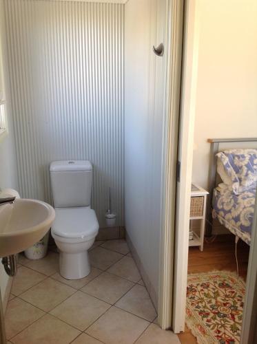 a bathroom with a toilet and a sink at Amazing Views Pet Friendly Bed and Breakfast in Yass
