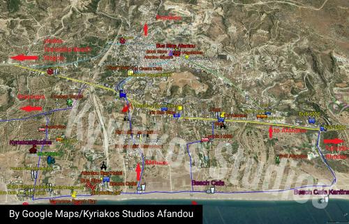a google map of kyrgyzkyky studies studies anatatown at Kyriakos Studios in Afantou