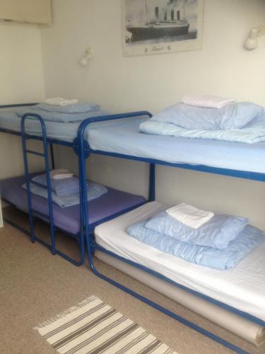 a room with three bunk beds in a room at Causeway Coast Independent Hostel in Portstewart