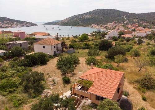 an aerial view of a small village with a house at House Josko in Vinišće