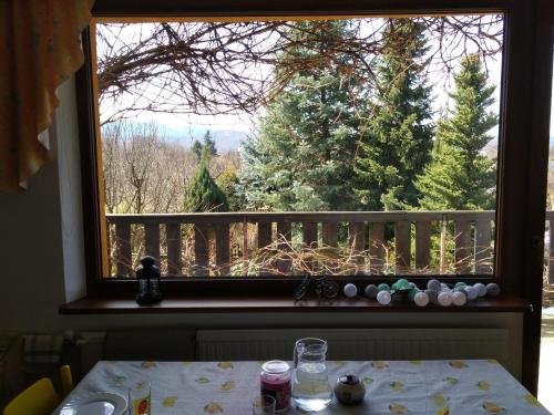 イェレニャ・グラにあるApartament pod Strzelecką Górąの窓(テーブル付)から森の景色を望めます。
