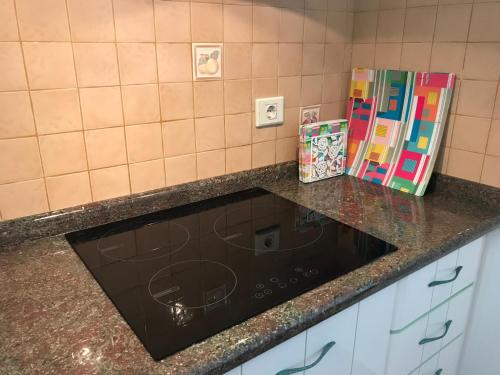 a kitchen counter with a large sink in it at Apartamento Allegra in Arinaga