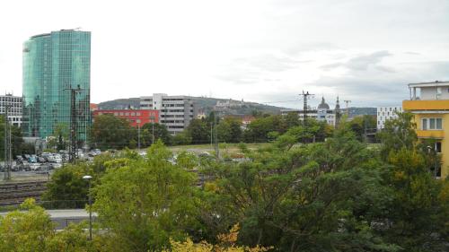 ヴュルツブルクにあるCentral City Apartment Würzburgの木々や建物のある街並み