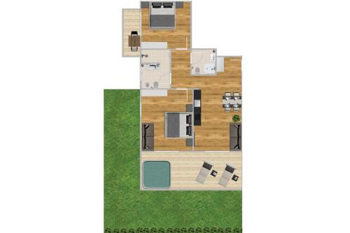 a floor plan of a house with furniture at K1 Mountain Chalet - Luxury Apartements in Brunico