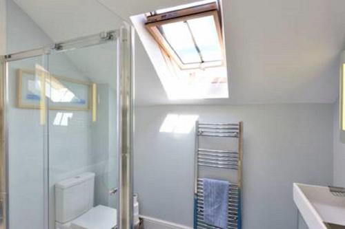 ラムズゲートにあるRamsgate Sail Loftのバスルーム(シャワー、トイレ付)、天窓が備わります。