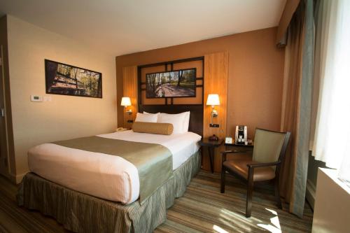 a hotel room with a large bed and a chair at Best Western Queens Gold Coast in Queens