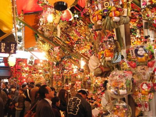 a crowd of people in a market with christmas decorations at 1 Night 1980 Hostel Tokyo Asakusa Simple Stay in Tokyo