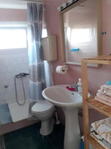 a bathroom with a sink and a toilet and a shower at Holiday Home Paradizo in Veli Lošinj