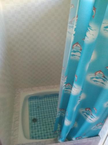 a group of blue toothbrushes in a bath tub at Friendship (guest house)* in Arslanbob
