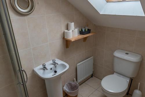 a bathroom with a toilet and a sink at An Sean Ostan Apartments in Carrick