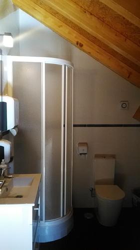 een badkamer met een toilet en een wastafel bij Russo's Hostel in Setúbal