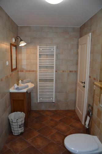 a bathroom with a toilet and a sink at Pr' Koritnek in Bled