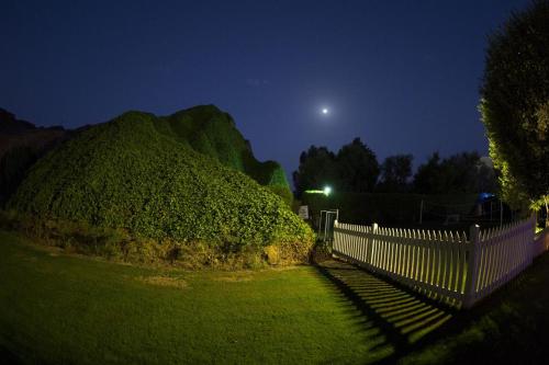 a large mound of grass next to a fence at night at Taba Sands Hotel & Casino in Taba