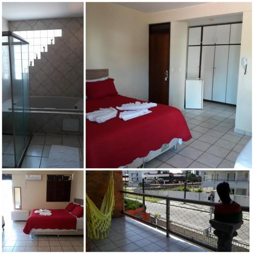 a collage of four pictures of a bedroom with a bed at Pousada Jasmine in João Pessoa