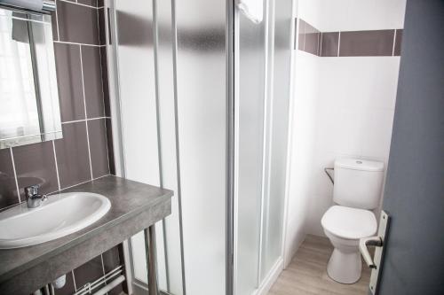 een kleine badkamer met toilet en wastafel bij La Citadelle de Conflans in Albertville