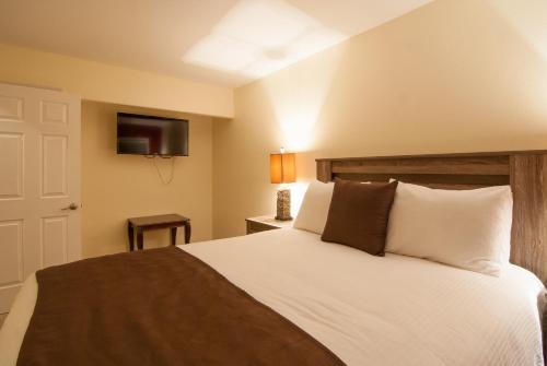 a bedroom with a bed and a tv on the wall at North Lake Lodges & Villas in Incline Village