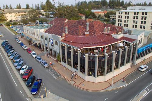 an overhead view of a building on a city street at Ocean Beach Hotel in Perth