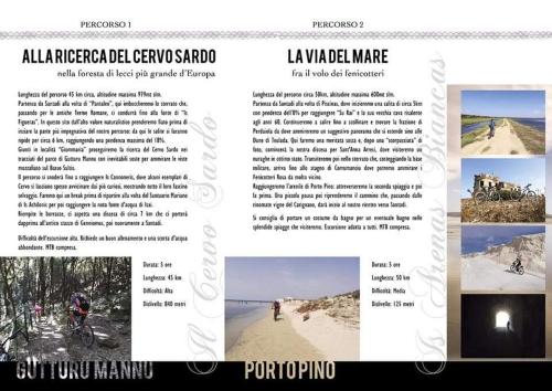 a page of a brochure with photos of a beach at Casa Del CicloTurista in Santadi