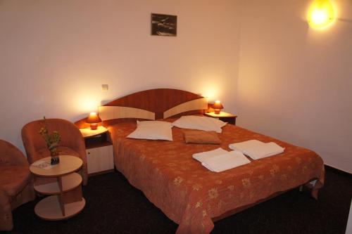 Un pat sau paturi într-o cameră la Hotel Corsa